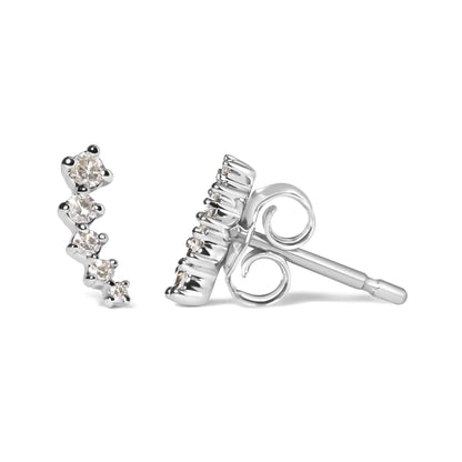 Mountaineer-style stud earrings in 10 Carat white gold with 1/10 Carat diamonds (color H-I, transparency I1-I2)