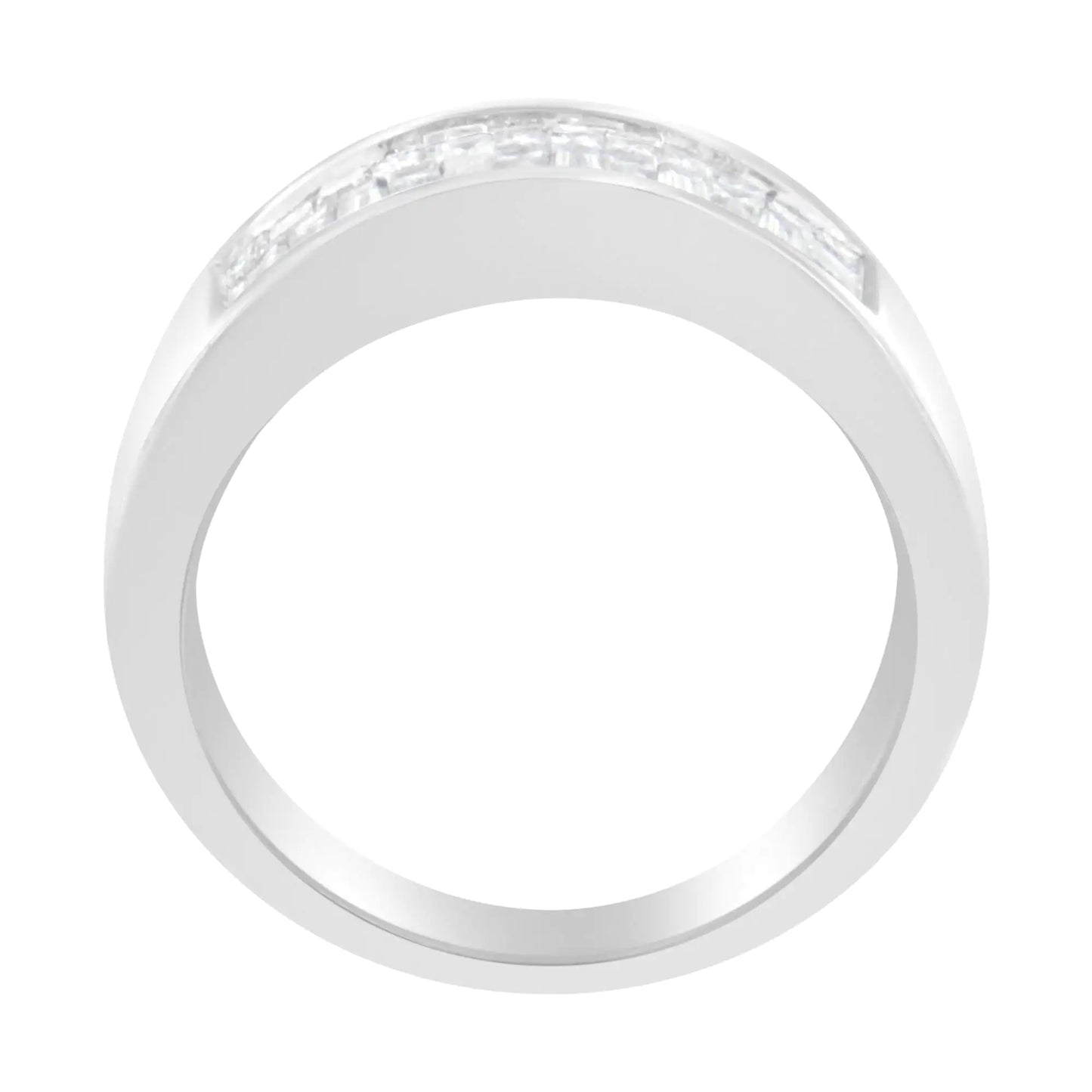 14 Carat white gold Princess ring with baguette-cut diamond (1.0 Carat, color H-I, transparency VS2-SI1)