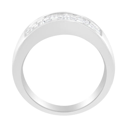 14 Carat white gold Princess ring with baguette-cut diamond (1.0 Carat, color H-I, transparency VS2-SI1)
