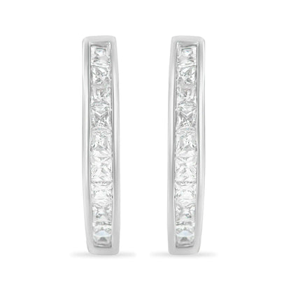 Voluminous earrings with Princess-cut diamonds in 10 Carat white gold weighing 1.0 carats (I-J, I2-I3)