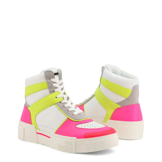 Neon pink high-top sneakers