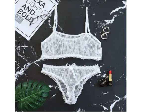 Mesh Lace Women's Underwear with Seamless Bra