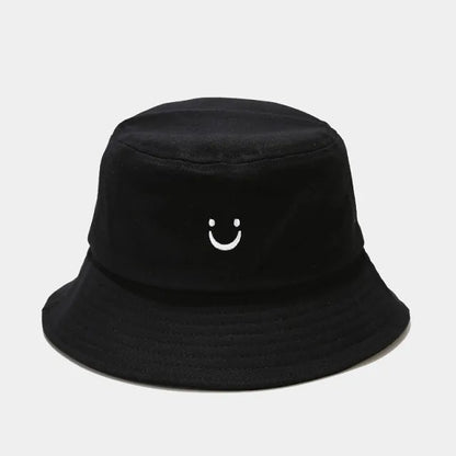 Embroidery Smile Face Expression Bucket Hat: Spread Joy with Embroidered Style