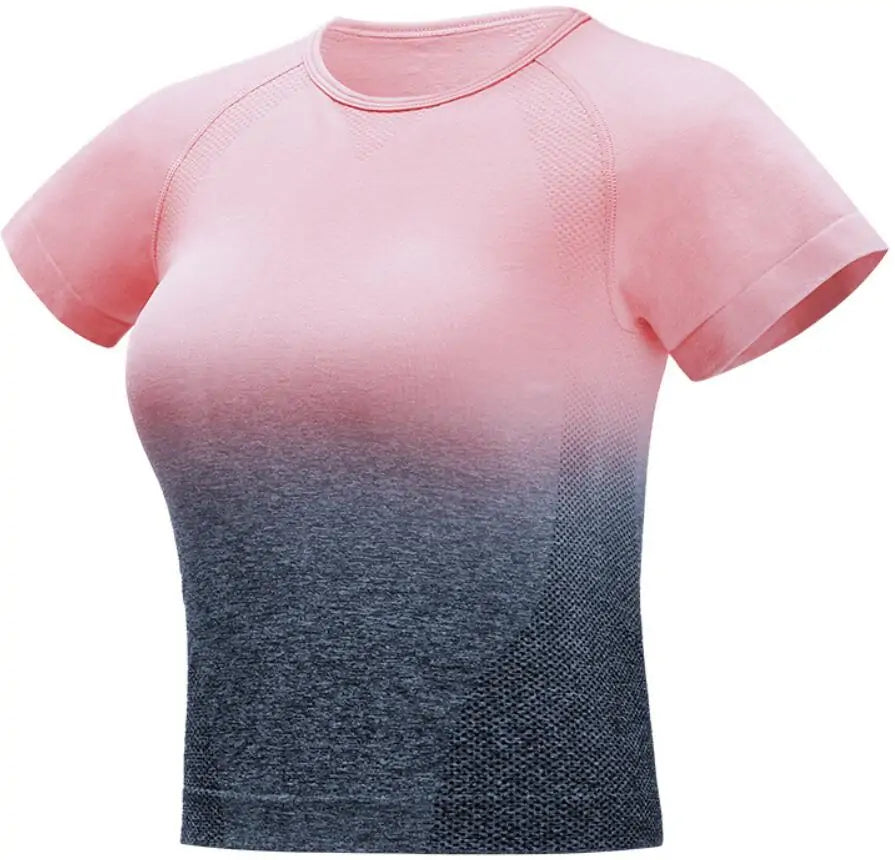 Grey and pink cropped ombre style T-shirt