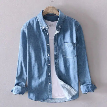 Unveil the zenith of laid-back elegance with Cotton Denim Shirt