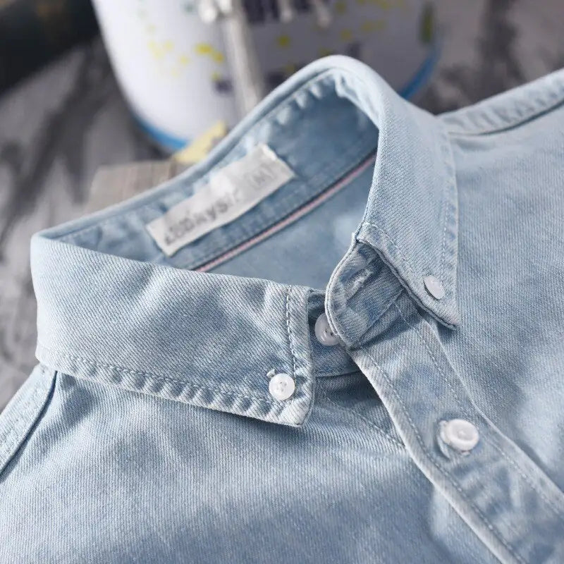 Unveil the zenith of laid-back elegance with Cotton Denim Shirt