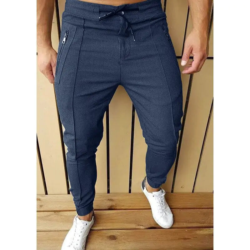 Drawstring pants in solid color