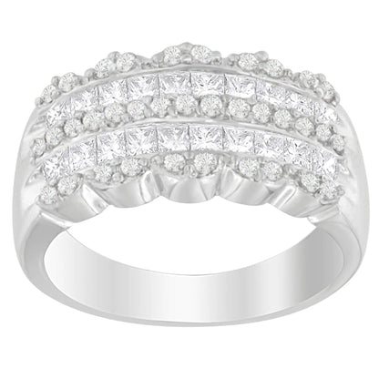 14 carat white gold, 1 1/7 carat. TDW Round diamond Ring with diamond cut "Princess" (H-I, SI2-I1)