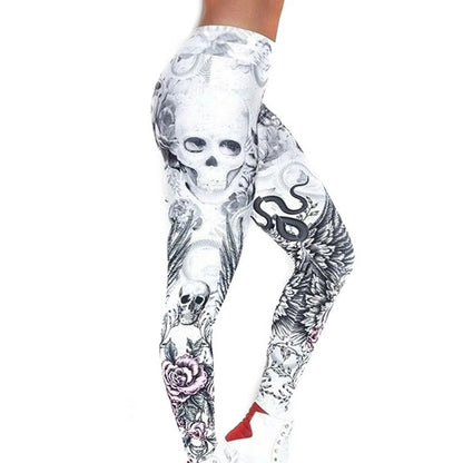 Camouflage leggings with 3D skull and head print