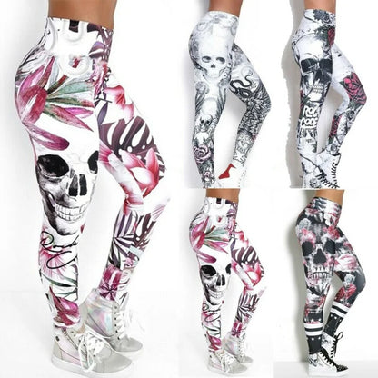 Camouflage leggings with 3D skull and head print