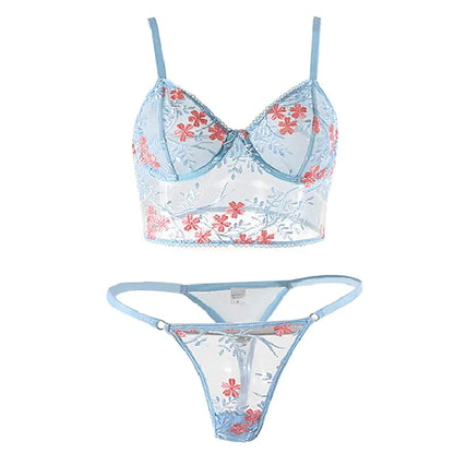 A set of underwear with floral embroidery