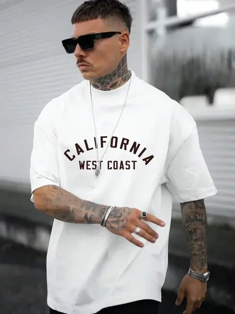 Summer New Fashionable Men's T-shirt with English Letters Print