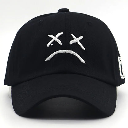 قبعة بيسبول مطرزة بوجه حزين: قبعة سناباك قطنية قابلة للتعديل