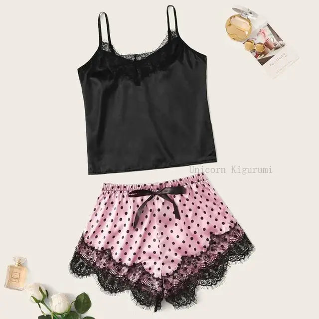 Lace Printed Pajama Set: Elegant Sleepwear