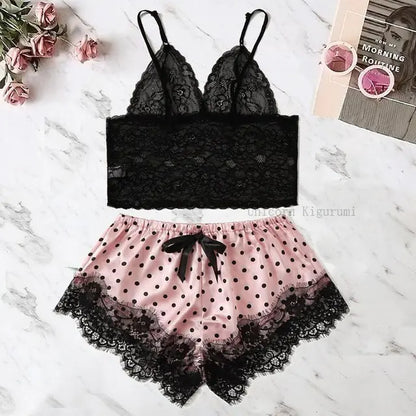 Lace Printed Pajama Set: Elegant Sleepwear