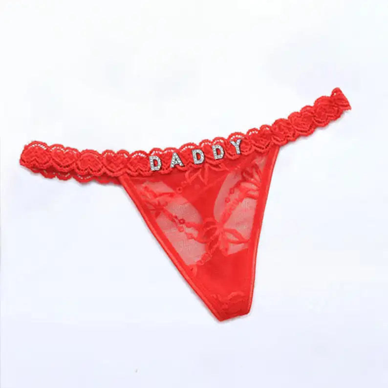 Lace thongs with an individual name, Personalized Thongs for Underwear, Valentine's Day Gift