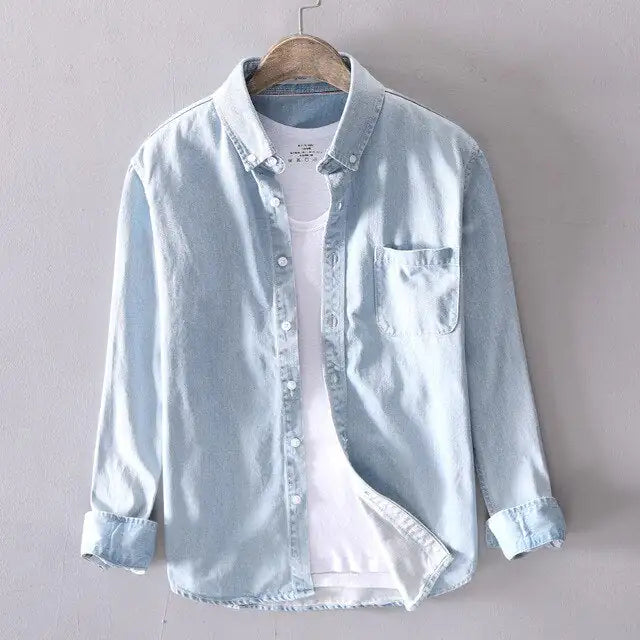Unveil the zenith of laid-back elegance with Cotton Denim Shirt