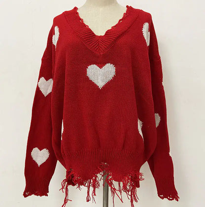 V-neck Love Print Sweater: Wrap Yourself in Comfort and Love