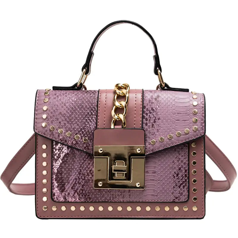 Women's bag with a top handle on a chain