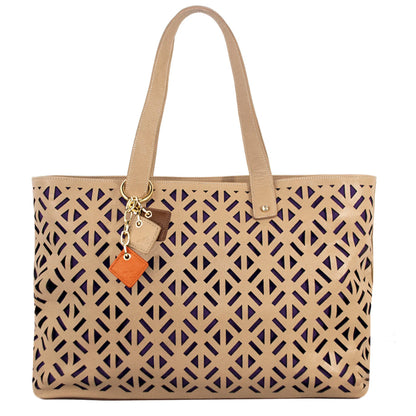 Luminous Leather Tote -Tan