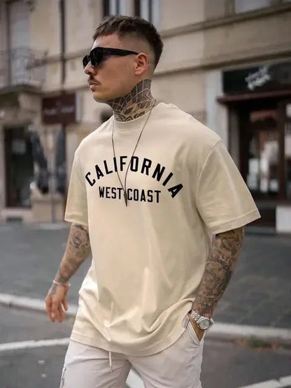 Summer New Fashionable Men's T-shirt with English Letters Print