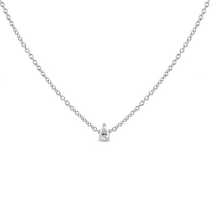 14 Carat white gold solitaire necklace in the shape of a pear with diamonds grown in the laboratory (color F-G, transparency VS2-SI1)