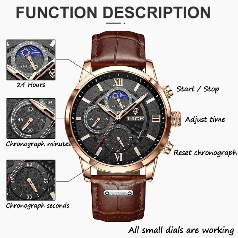 Luxury Leather Men's Quartz Watch