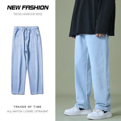 Men's denim trousers with wide legs