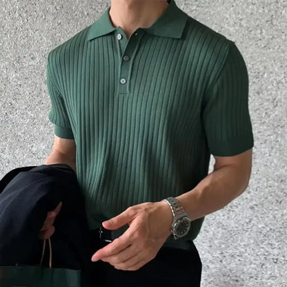 Loose knit T-shirt with lapel