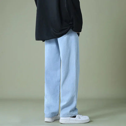 Men's denim trousers with wide legs