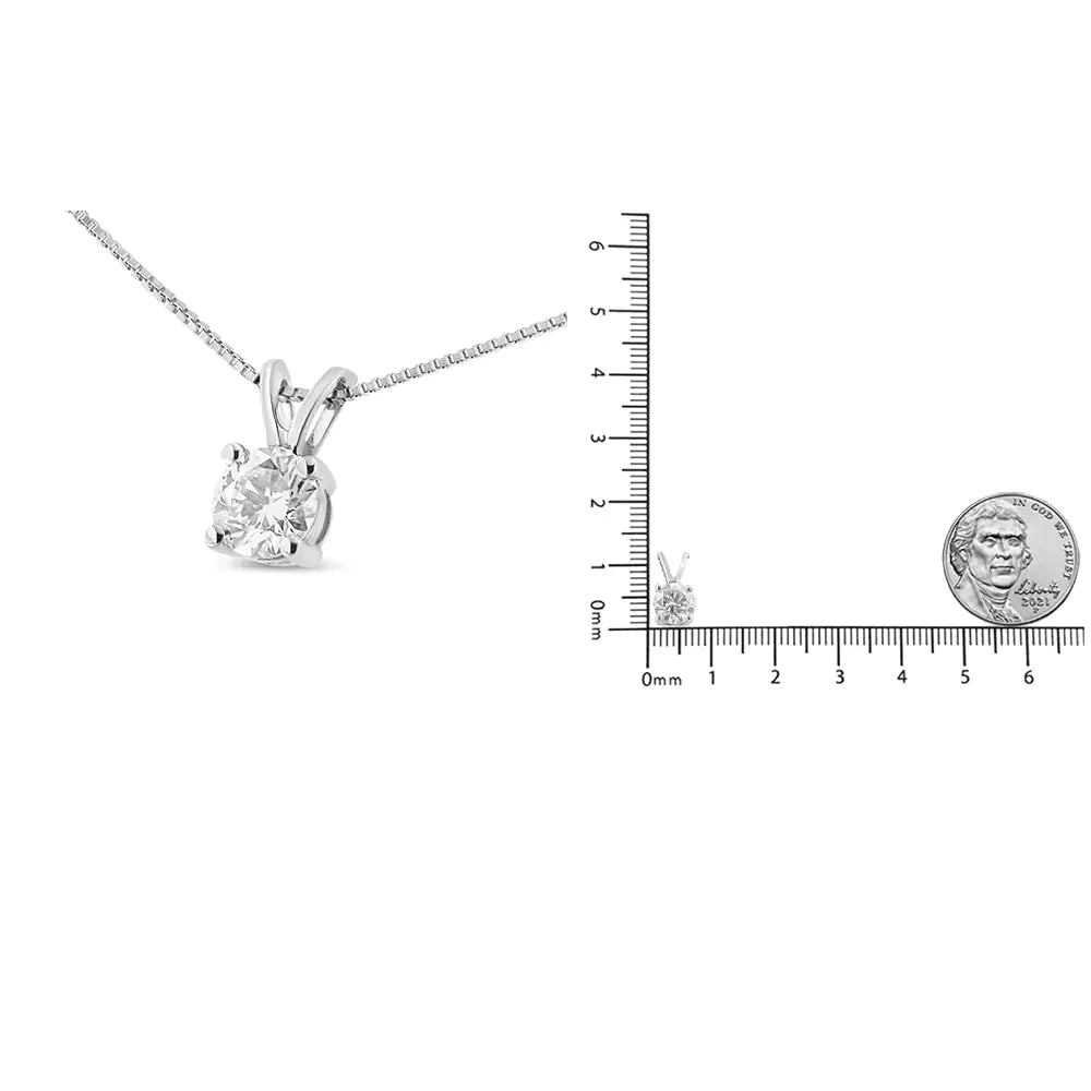 14 Carat White Gold, 1/4 Carat, Round Cut Diamond, Lab-grown Diamond with 4 Prongs, Solitaire necklace