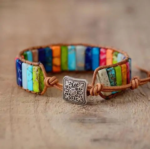 A bracelet with a colored splash of positivity