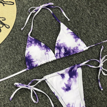 Women's Sexy Tie-Dye Micro Bikini Set