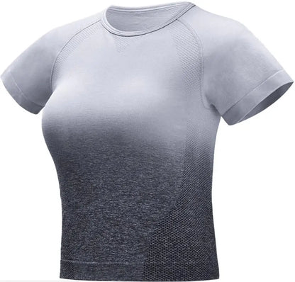 Grey and pink cropped ombre style T-shirt