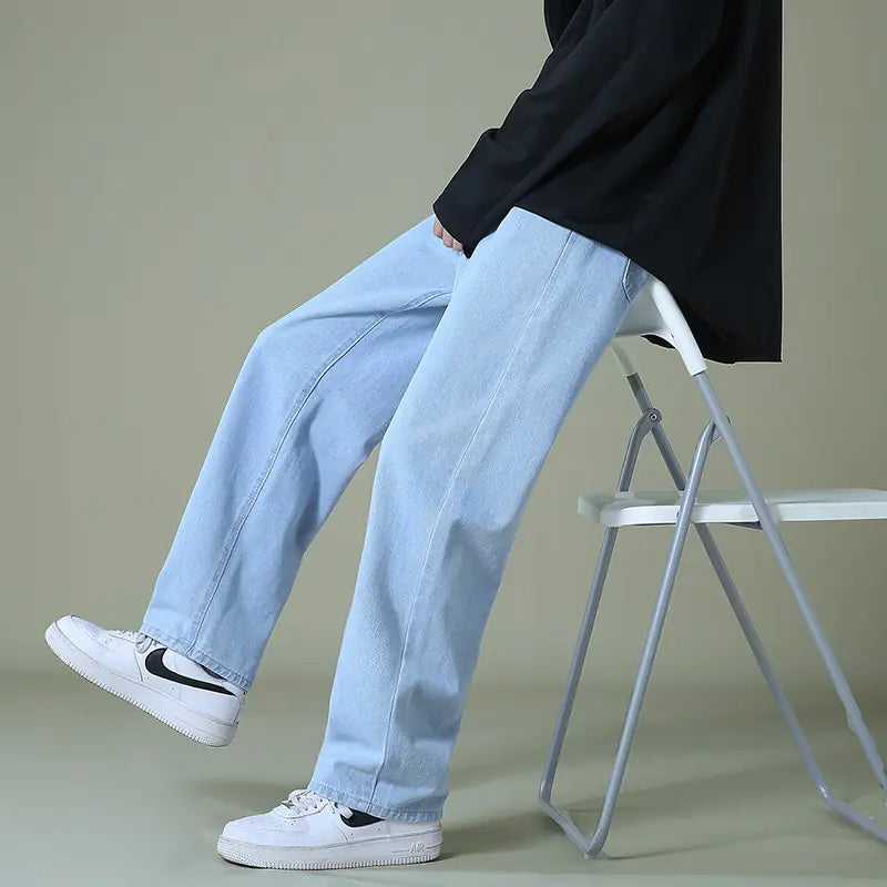 Men's denim trousers with wide legs