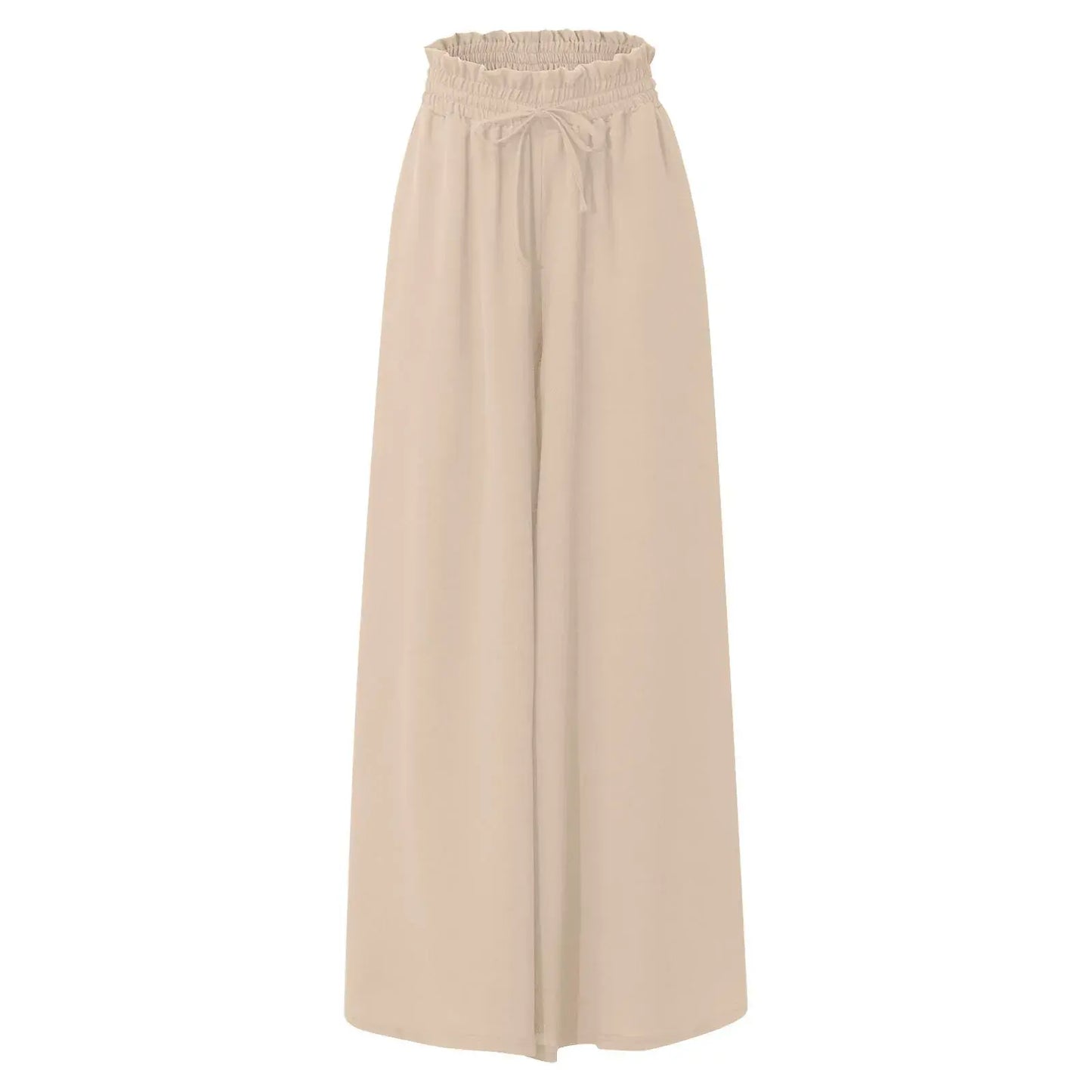 Women's trousers of solid color with elastic band with high waist, wide trousers