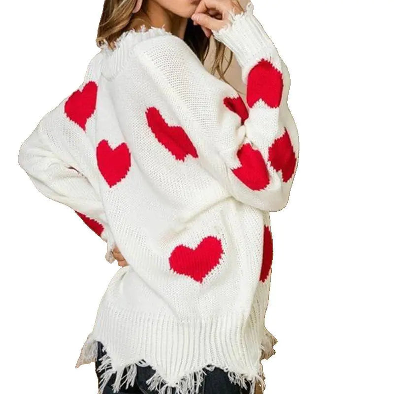 V-neck Love Print Sweater: Wrap Yourself in Comfort and Love