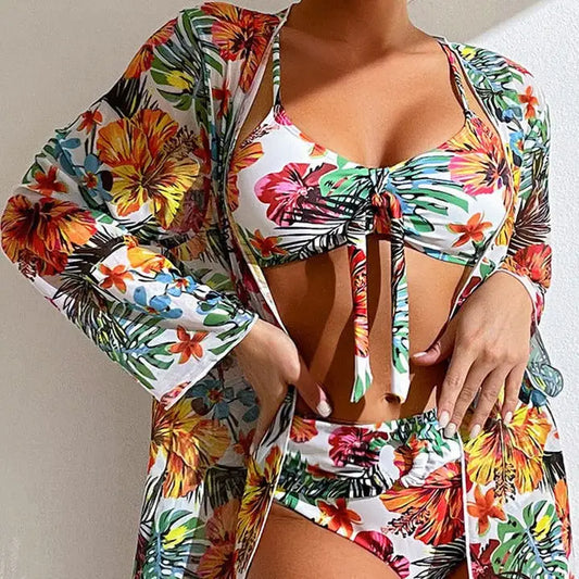 3-piece bikini Set with floral pattern