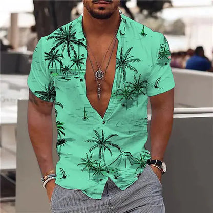 Summer Hawaiian Shirts with Floral Pattern for Men