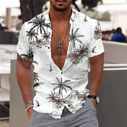 Summer Hawaiian Shirts with Floral Pattern for Men