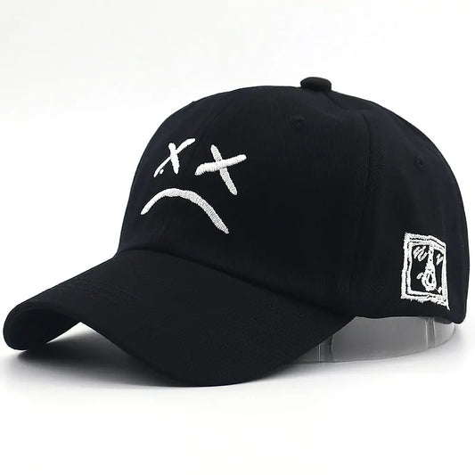 قبعة بيسبول مطرزة بوجه حزين: قبعة سناباك قطنية قابلة للتعديل