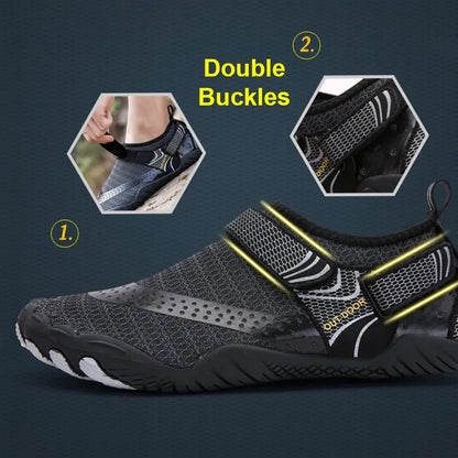 Breathable Unisex Water Shoes with Double Buckle - Aqua Shoes Slip-On