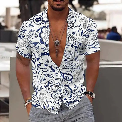 Summer Hawaiian Shirts with Floral Pattern for Men