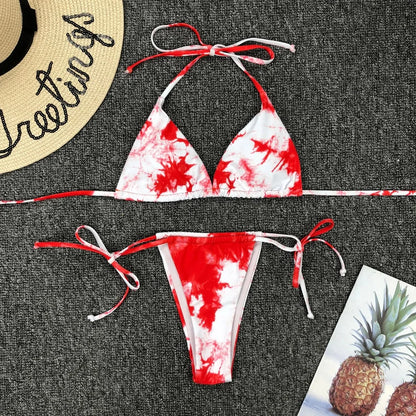 Women's Sexy Tie-Dye Micro Bikini Set
