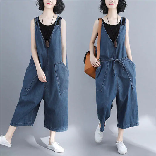Oversized overalls with wide legs