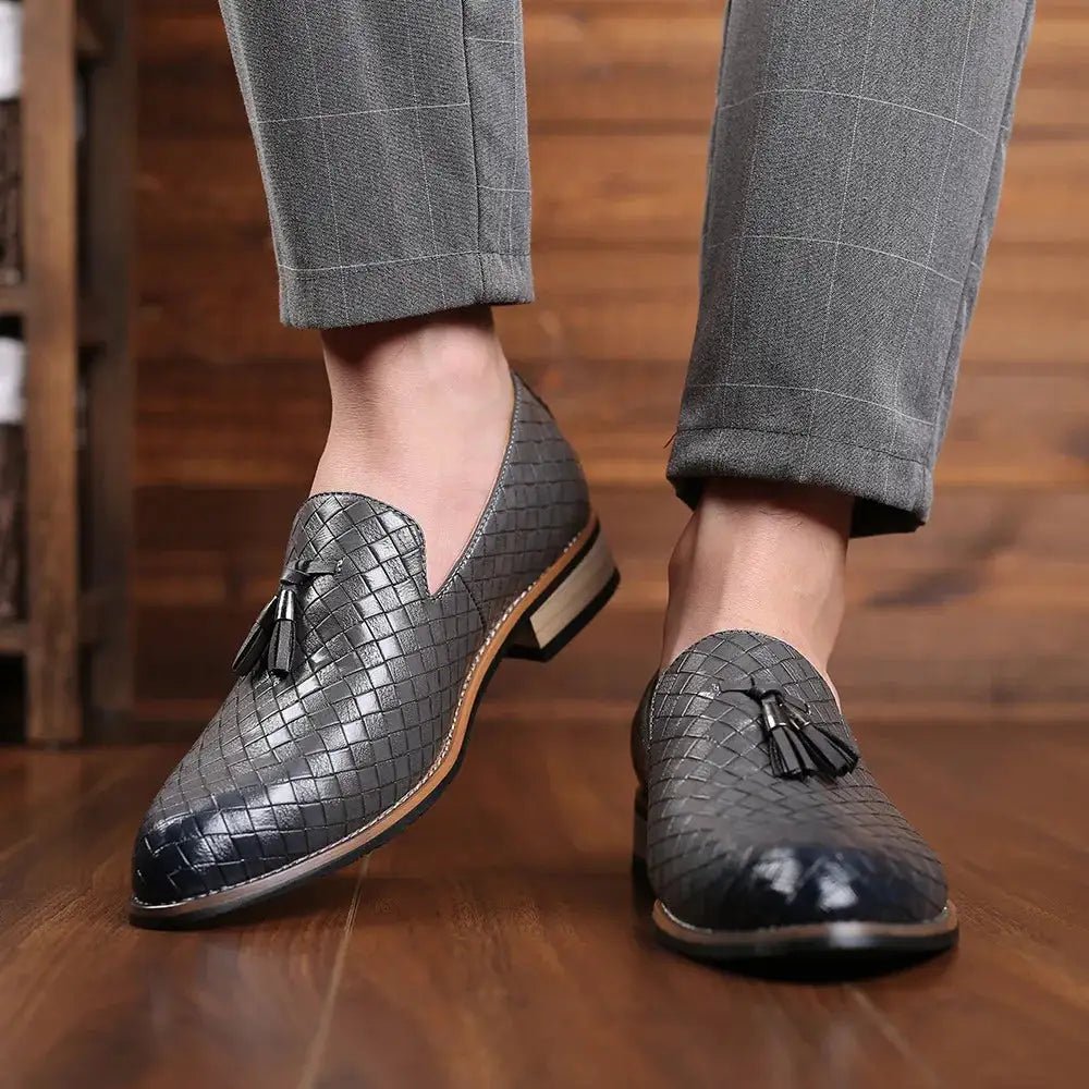 Men's Vegan Leather Loafers with Vintage Pattern for Men