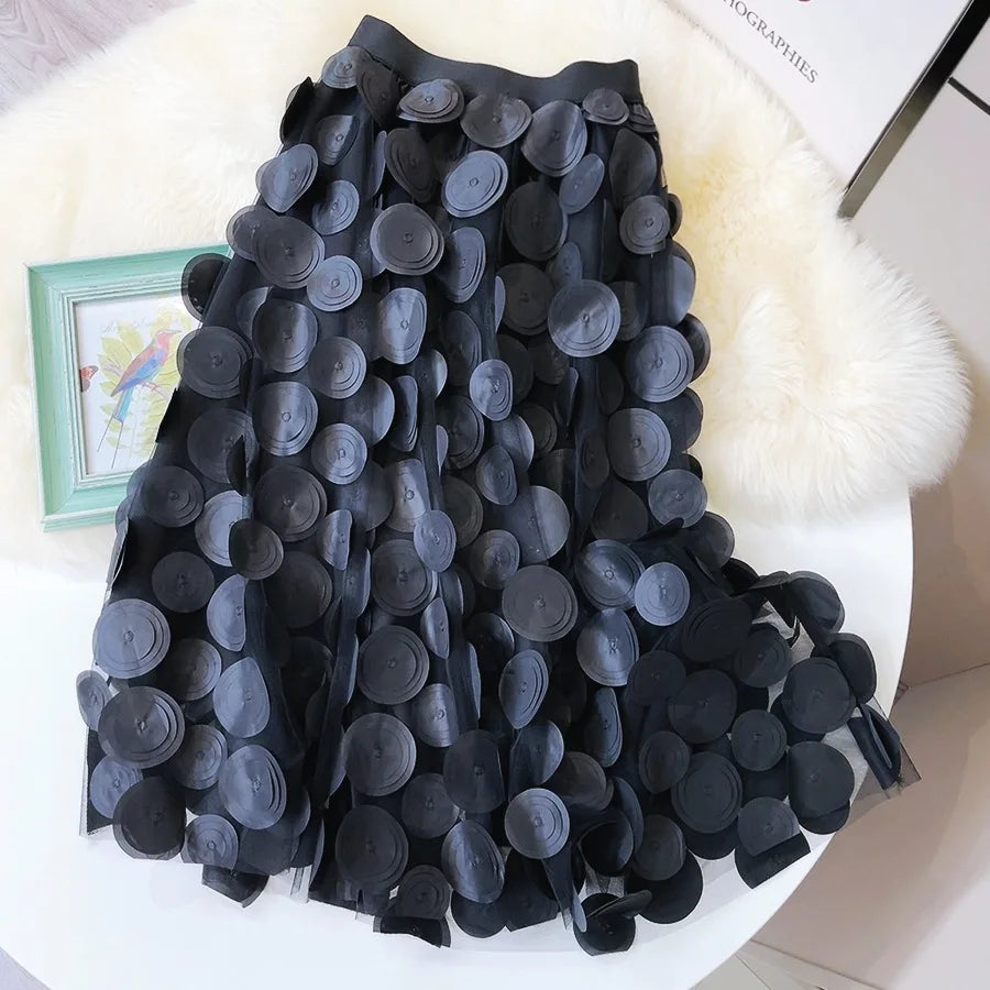 Elegant Polka Dot Tulle Mesh Skirt