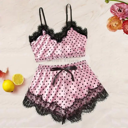 Lace Printed Pajama Set: Elegant Sleepwear