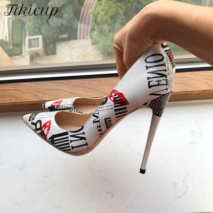 Step into Elegance with Graphic Print Pointy Toe High Heel Shoes!