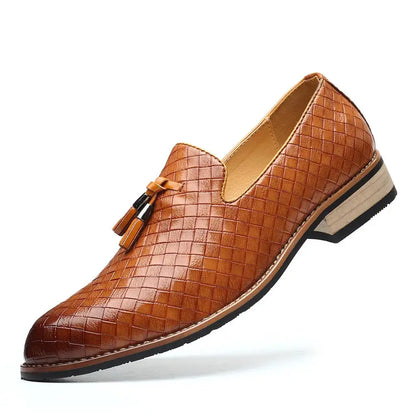 Men's Vegan Leather Loafers with Vintage Pattern for Men